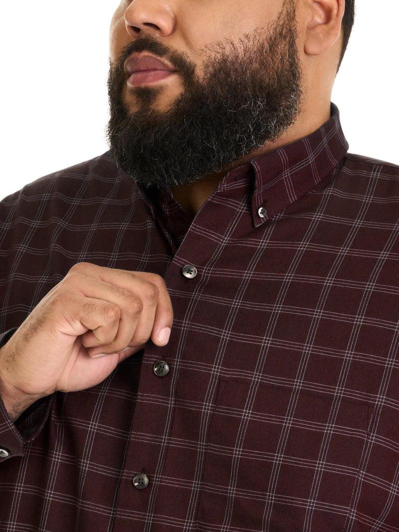Van Heusen Men's Tall Big and Tall Traveler Stretch Non Iron Long Sleeve Shirt Shirt, -red pinot noir, Large - Image 5